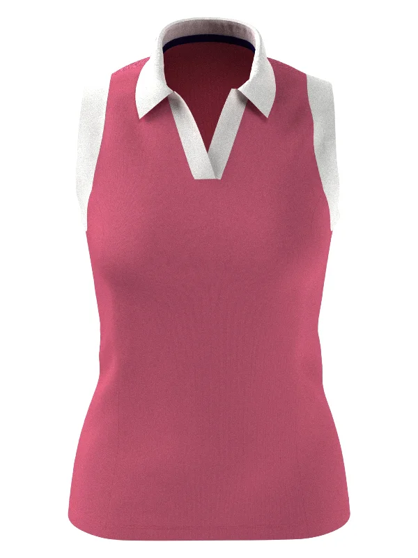 Moisture - wicking polo shirt for outdoor workoutsWomens Color Block V-Placket Golf Polo Moisture - wicking polo shirt for outdoor workoutsWomens Color Block V-Placket Golf Polo