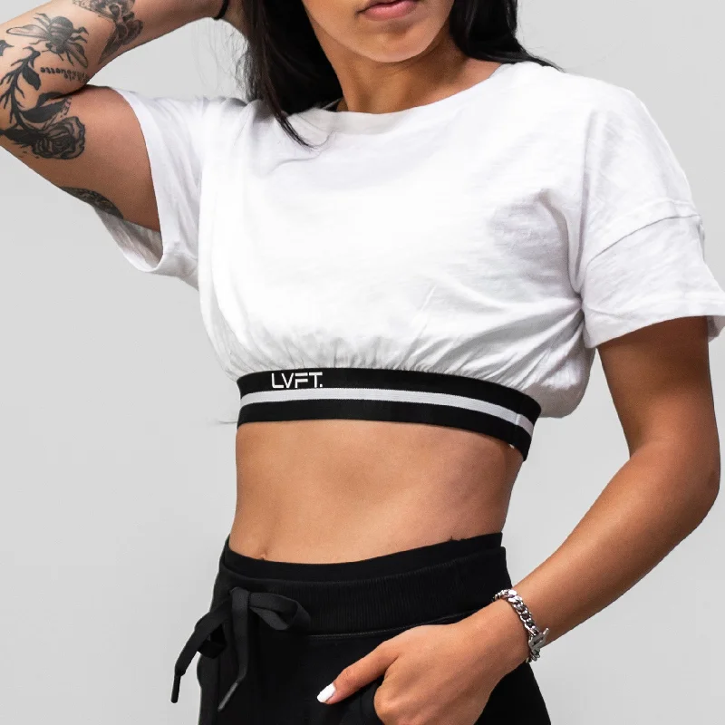 Plus Size Women's Side - Slit Tank Tops in Metallic ShadesDonna Crop Tee - White