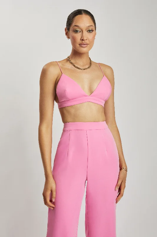 Printed Floral Women's Crop Top in Yellow for a Vibrant and Spring - Inspired OutfitCynthia Triangle Bralette - Pink