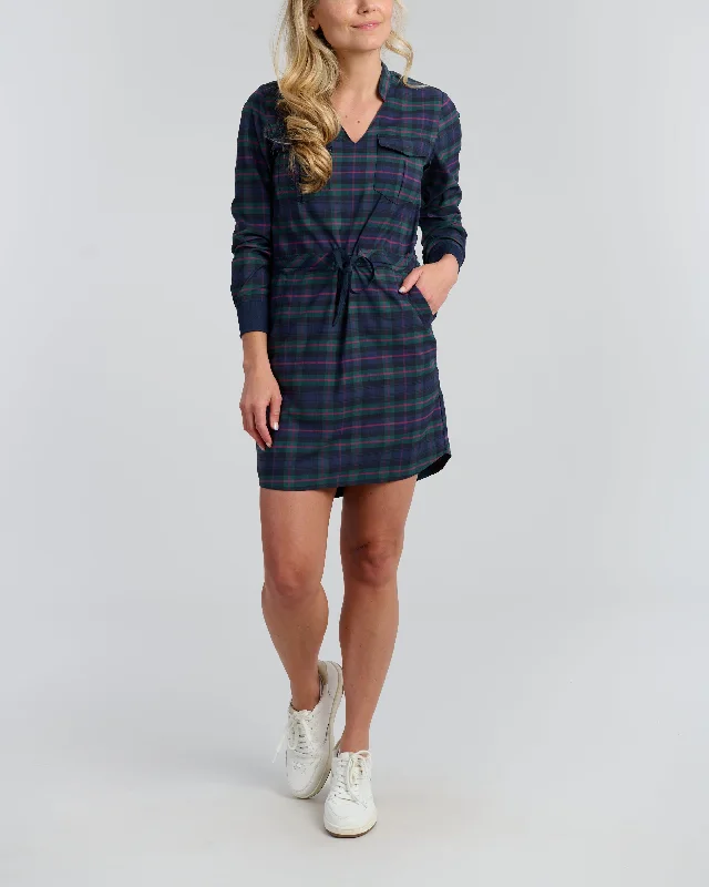 Striped Women Long Sleeve Top in a Timeless PatternDark Tartan Women's Driver Dress