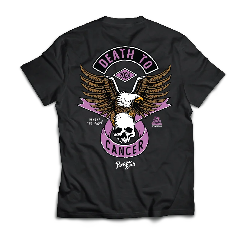 Lace - Trimmed Women Long Sleeve Top for an Elegant LookDeath to Cancer Tee, Black