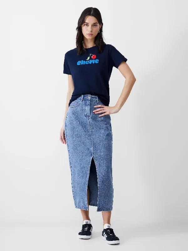 Leather Look Women Shorts for an Edgy and Chic StyleDenim Midi Skirt