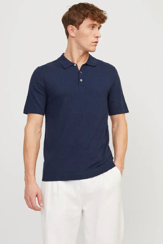 Machine - washable polo shirt in durable jersey fabricEmil Knit Polo - Navy