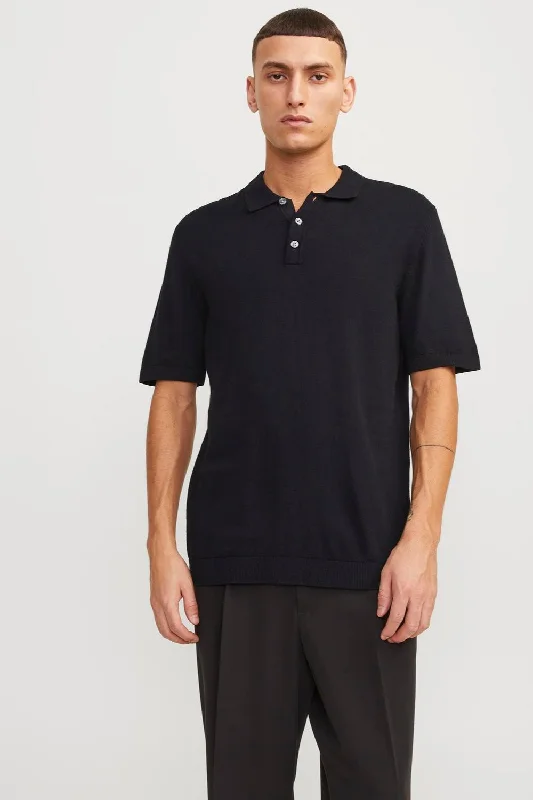 Two - tone polo shirt for a modern and stylish appearanceEmil Knit Polo - Sort