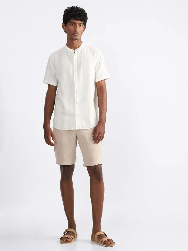 ETA Taupe Cotton Slim-Fit Mid-Rise Shorts