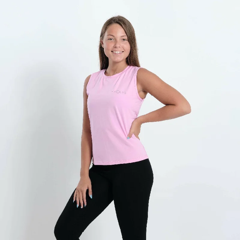 Women's Longline Tank Tops with Abstract PrintsLE Open Back Tank (Pink)
