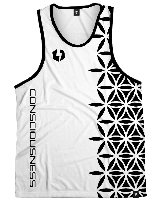 Women's Longline Tank Tops with Abstract PrintsFlow (Black & White) Tank Top
