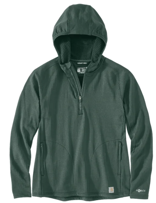 Mock Neck Women Long Sleeve Top for a Modern AestheticWomen's Force Relaxed Fit Half-Zip Hooded T-Shirt - Frosted Balsam Mock Neck Women Long Sleeve Top for a Modern AestheticWomen's Force Relaxed Fit Half-Zip Hooded T-Shirt - Frosted Balsam
