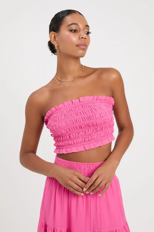 Georgette Strapless Crop