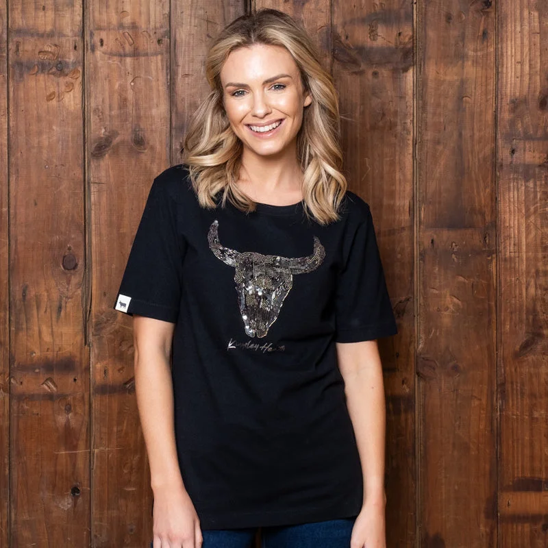 Lace - trimmed polo shirt for a romantic lookGlitzy Skull Regular Crew Tee Mamba