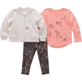 Infant Girls French Terry Bomber Jacker, T-Shirt & Legging Set - Mossy Oak Country DNA