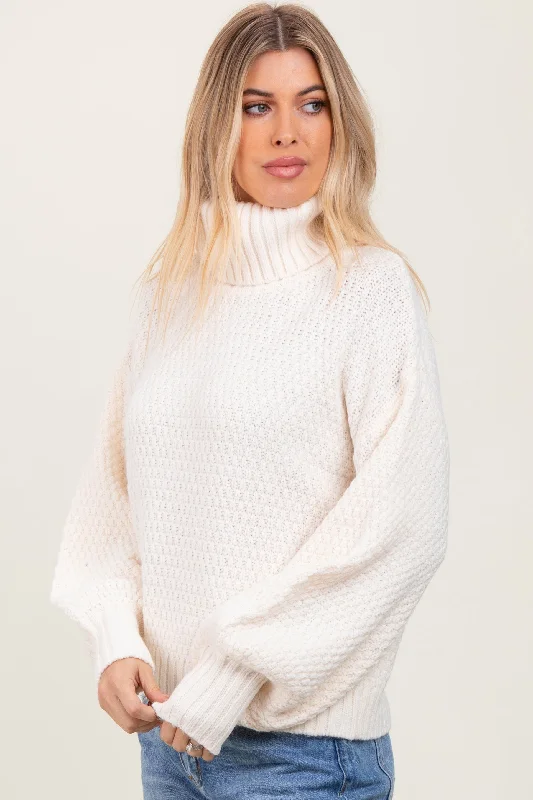 Ivory Chunky Knit Turtleneck Sweater