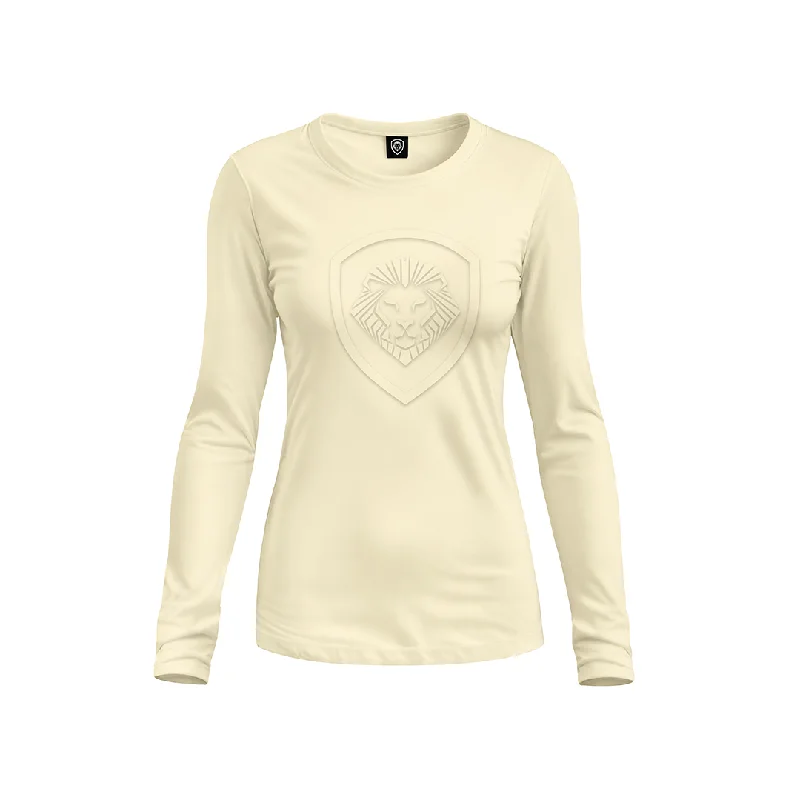 Ruffled Cuff Women Long Sleeve Top with a Feminine TouchWomen's VT Embossed Ivory Long Sleeve Ruffled Cuff Women Long Sleeve Top with a Feminine TouchWomen's VT Embossed Ivory Long Sleeve