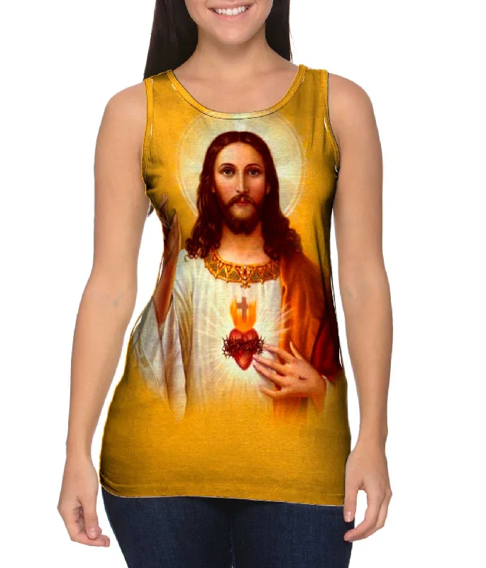 Square Neck Women's Organic Cotton Tank Tops in Earth Tones"Jesus Savior"