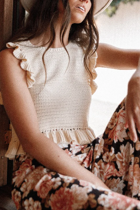 High - Neck Women's Crop Top in Burgundy with Lace Trim for an Elegant and Sophisticated VibeKatia Frill Knitted Top - Cream High - Neck Women's Crop Top in Burgundy with Lace Trim for an Elegant and Sophisticated VibeKatia Frill Knitted Top - Cream