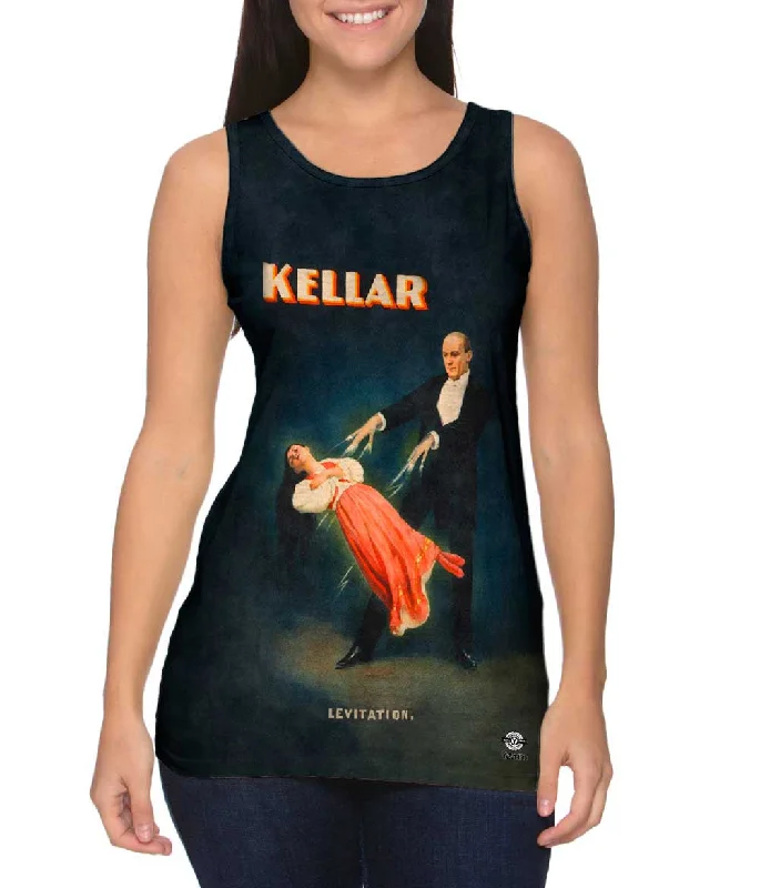 Plus Size Women's Criss - Cross Back Tank Tops in Neon Colors"Kellar, Levitation, Magician Poster" Plus Size Women's Criss - Cross Back Tank Tops in Neon Colors"Kellar, Levitation, Magician Poster"
