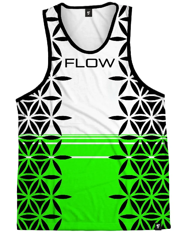Women's Button - Down Tank Tops in Striped PatternsFlow Vibrations (Neon Green) Tank Top Women's Button - Down Tank Tops in Striped PatternsFlow Vibrations (Neon Green) Tank Top