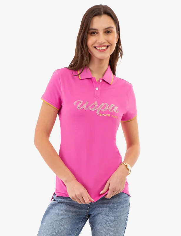 V - neck polo shirt in soft merino wool for winterLUREX SCRIPT TIPPED POLO SHIRT