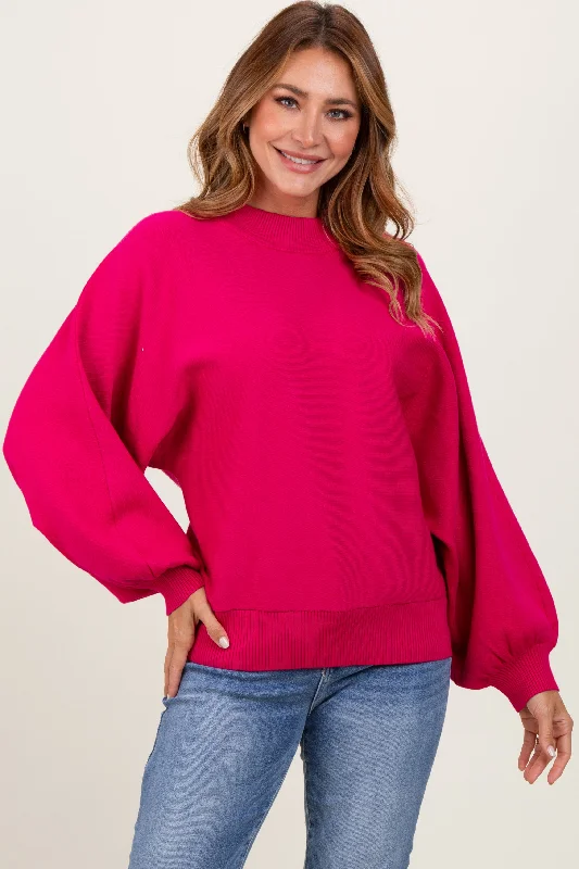 Wrap - Style Women Long Sleeve Top for a Versatile FitMagenta Oversized Bubble Sleeve Sweater Wrap - Style Women Long Sleeve Top for a Versatile FitMagenta Oversized Bubble Sleeve Sweater