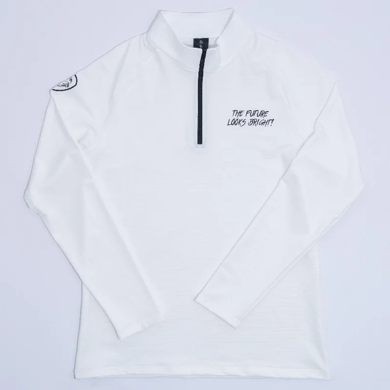 Cable - Knit Women Long Sleeve Top with a Cozy TextureWhite Future Looks Bright Performance 1/4 Zip Cable - Knit Women Long Sleeve Top with a Cozy TextureWhite Future Looks Bright Performance 1/4 Zip