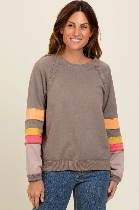 Organic Cotton Women Long Sleeve Top for Eco - Friendly ComfortMocha Colorblock Sleeve Pullover Organic Cotton Women Long Sleeve Top for Eco - Friendly ComfortMocha Colorblock Sleeve Pullover