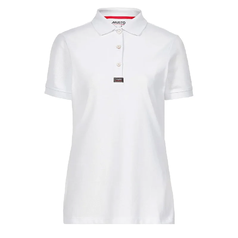 Metallic - trimmed polo shirt for a glamorous lookMusto Womens ESS Pique Polo White