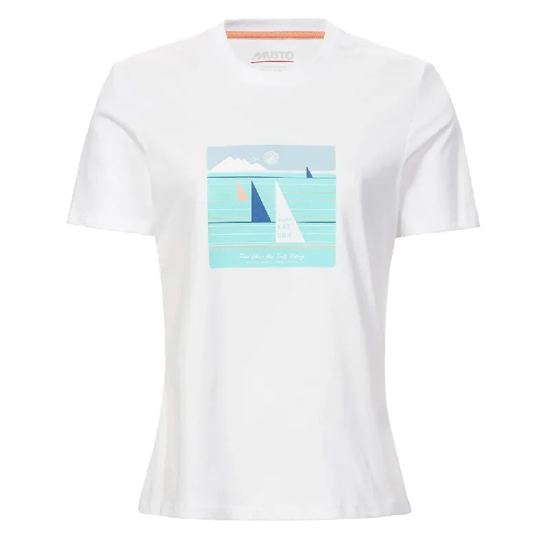 Polo shirt with a detachable hood for added versatilityMusto Womens Marina Graphic S/S Tee White Polo shirt with a detachable hood for added versatilityMusto Womens Marina Graphic S/S Tee White