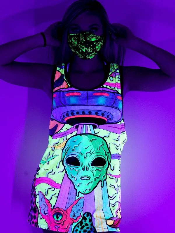 Women's Spaghetti Strap Tank Tops with Geometric PatternsNeon Alien Drip Invasion (Yellow) Unisex Tank Top Women's Spaghetti Strap Tank Tops with Geometric PatternsNeon Alien Drip Invasion (Yellow) Unisex Tank Top