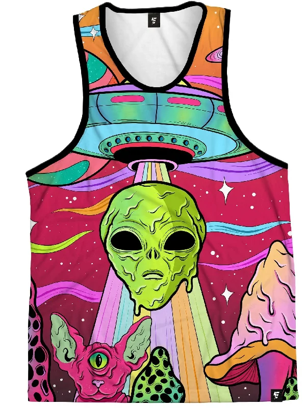 Plus Size Women's Side - Slit Tank Tops in Metallic ShadesNeon Alien Invasion (Dusk) Unisex Tank Top Plus Size Women's Side - Slit Tank Tops in Metallic ShadesNeon Alien Invasion (Dusk) Unisex Tank Top