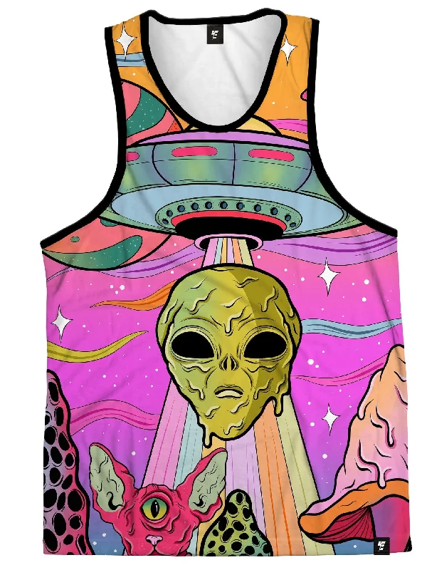 Women's Cropped Tank Tops with Vintage Band LogosNeon Alien Invasion (Sherbet) Unisex Tank Top Women's Cropped Tank Tops with Vintage Band LogosNeon Alien Invasion (Sherbet) Unisex Tank Top