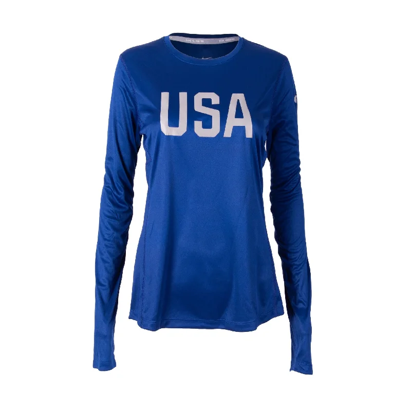 Lightweight Women Long Sleeve Top for Spring and AutumnNike USA Women's Official Rio Team Miler Long Sleeve Lightweight Women Long Sleeve Top for Spring and AutumnNike USA Women's Official Rio Team Miler Long Sleeve