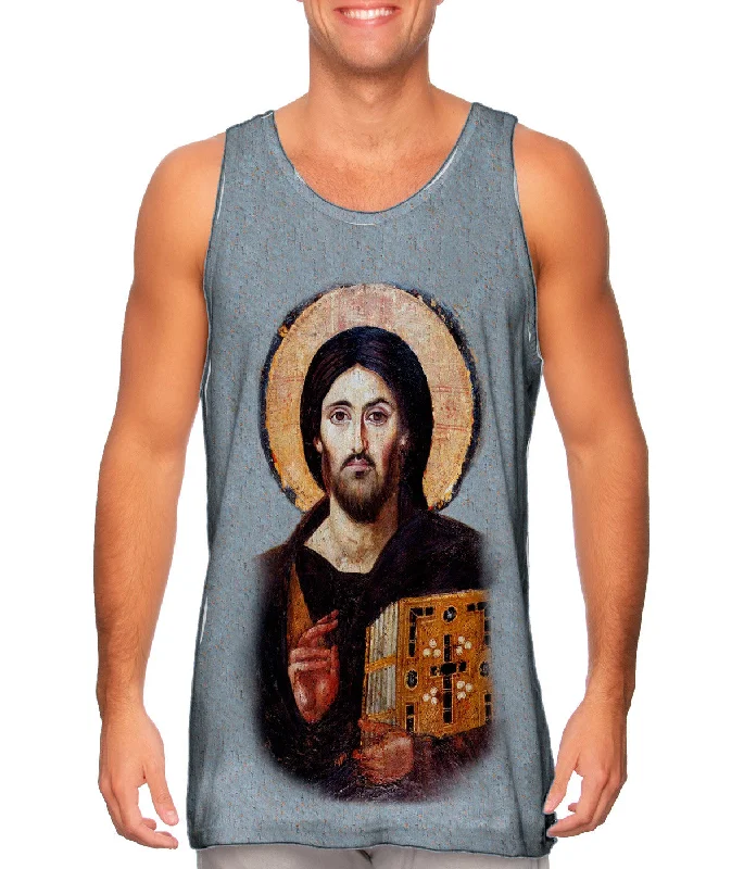 Scoop Neck Women's Linen Blend Tank Tops for Summer"Oldest Christ Depiction"