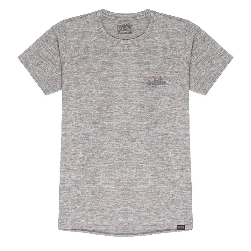 Fair - trade polo shirt supporting ethical productionPatagonia Womens Capilene Cool Daily Graphic Shirt 73 Skyline Feather Grey Fair - trade polo shirt supporting ethical productionPatagonia Womens Capilene Cool Daily Graphic Shirt 73 Skyline Feather Grey