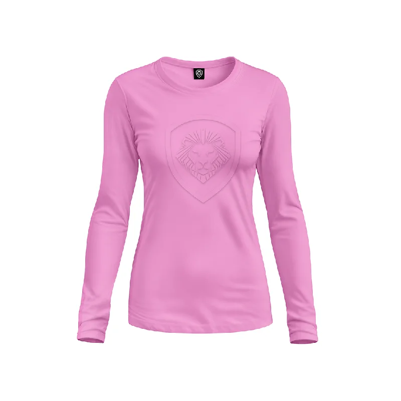 Striped Women Long Sleeve Top in a Timeless PatternWomen's VT Embossed Pink Long Sleeve Striped Women Long Sleeve Top in a Timeless PatternWomen's VT Embossed Pink Long Sleeve