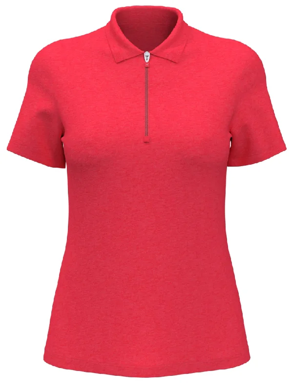 Womens Quarter Zip Short Sleeve Heather Golf Polo Shirt