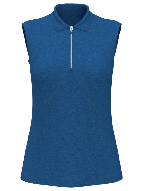 Womens Quarter Zip Heather Sleeveless Golf Polo