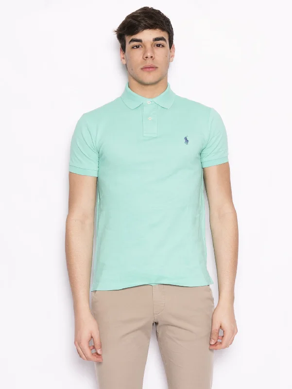Dry - clean only polo shirt in luxurious silk blendPolo in Cotone Slim-Fit Verde acqua Dry - clean only polo shirt in luxurious silk blendPolo in Cotone Slim-Fit Verde acqua