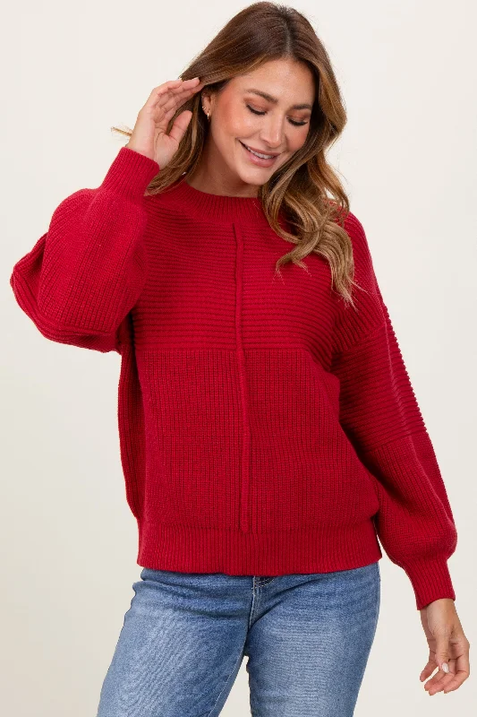 Plus Size Women Long Sleeve Top for a Flattering and Comfortable FitRed Chunky Knit Contrast Rib Sweater Plus Size Women Long Sleeve Top for a Flattering and Comfortable FitRed Chunky Knit Contrast Rib Sweater