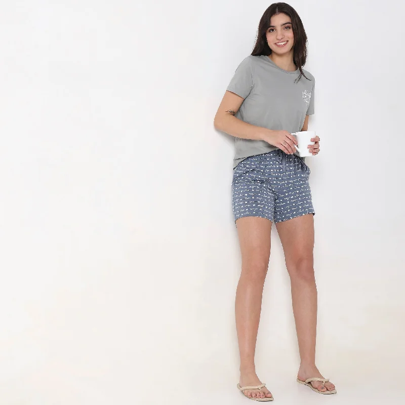 Solid Color Women Shorts in Bright Hues for a Bold StatementRegular Fit Printed Mid Rise Lounge Shorts Solid Color Women Shorts in Bright Hues for a Bold StatementRegular Fit Printed Mid Rise Lounge Shorts