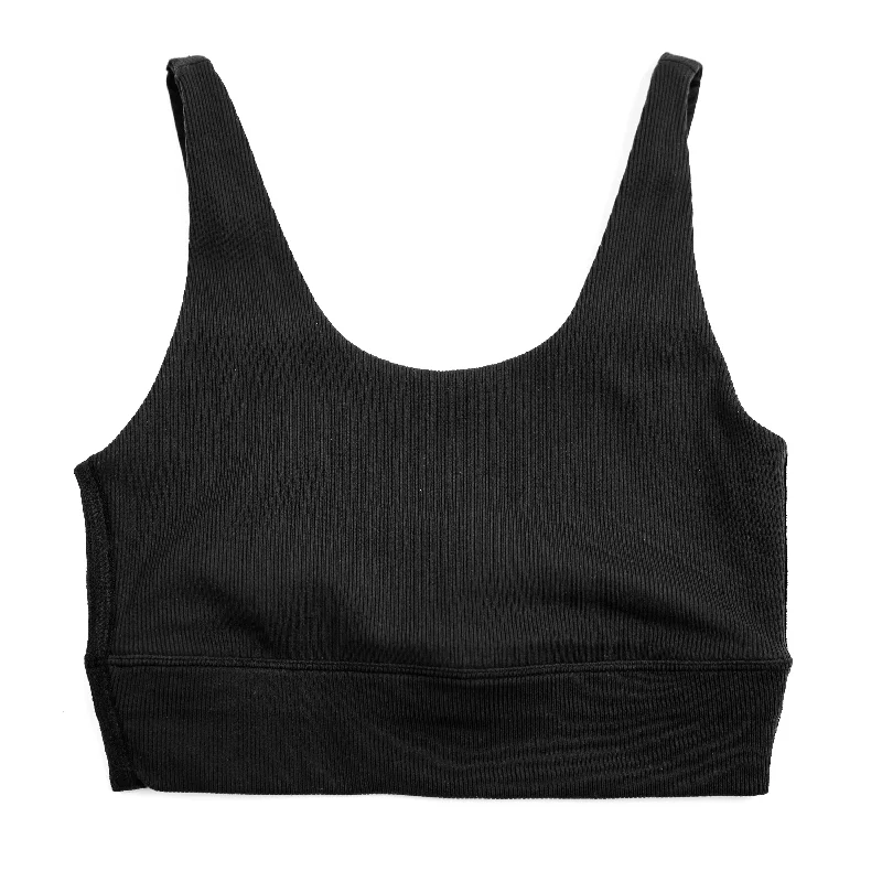 Plus Size Women's Side - Slit Tank Tops in Metallic ShadesRibbed Yoga Bra - Black