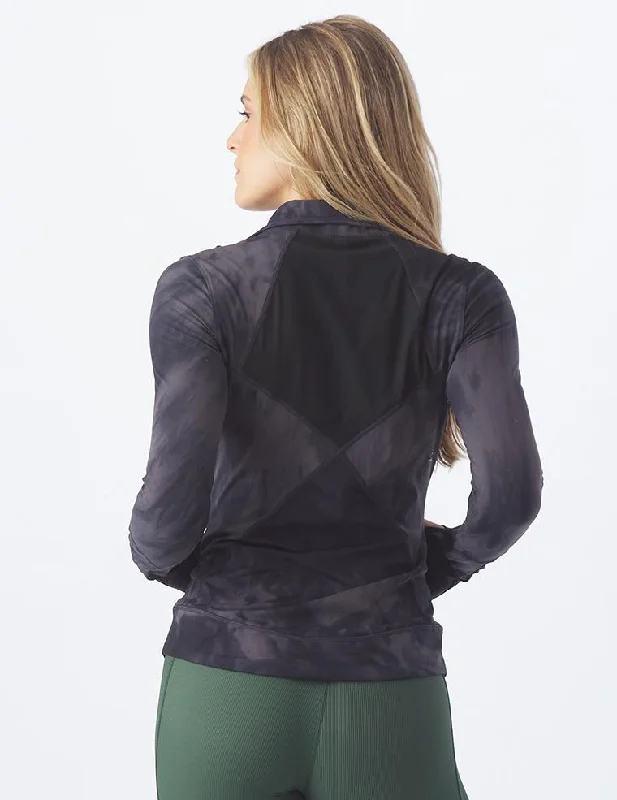 Button - Down Women Long Sleeve Top for a Classic StyleRider Jacket II: Black Tie-Dye Button - Down Women Long Sleeve Top for a Classic StyleRider Jacket II: Black Tie-Dye
