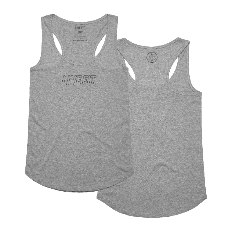 Women's Spaghetti Strap Tank Tops with Geometric PatternsRoutine Racerback Tank - Heather Grey Women's Spaghetti Strap Tank Tops with Geometric PatternsRoutine Racerback Tank - Heather Grey