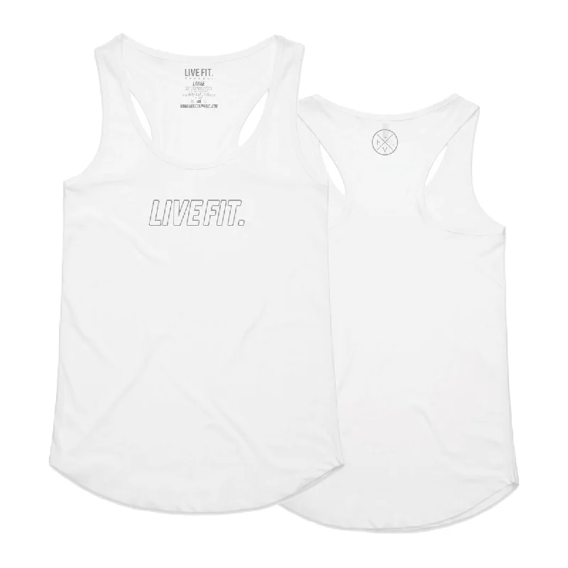 V - Neck Women's Moisture - Wicking Tank Tops for RunningRoutine Racerback Tank - White V - Neck Women's Moisture - Wicking Tank Tops for RunningRoutine Racerback Tank - White