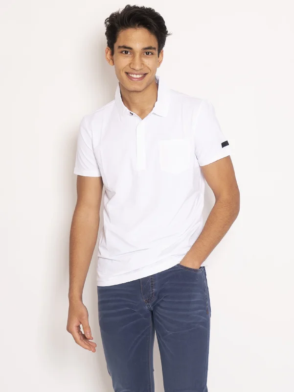 Embroidered logo polo shirt for a preppy stylePolo Oxford - Bianco