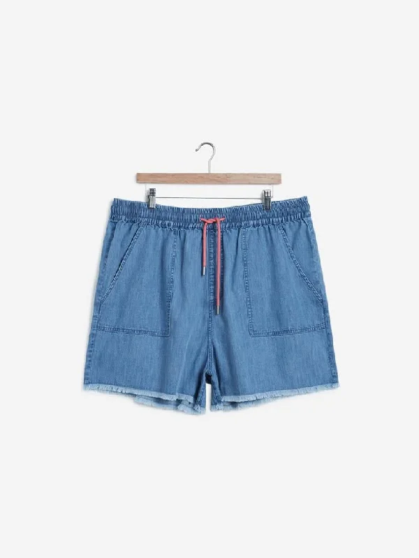 Ruffled Hem Women Shorts to Add a Feminine TouchSassy Soda Curves Blue Denim Shorts