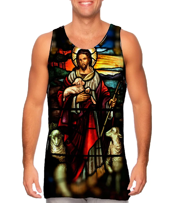 Women's Longline Tank Tops with Abstract Prints"St Johns Ashfield Stained Glass Good Shepherd" Women's Longline Tank Tops with Abstract Prints"St Johns Ashfield Stained Glass Good Shepherd"