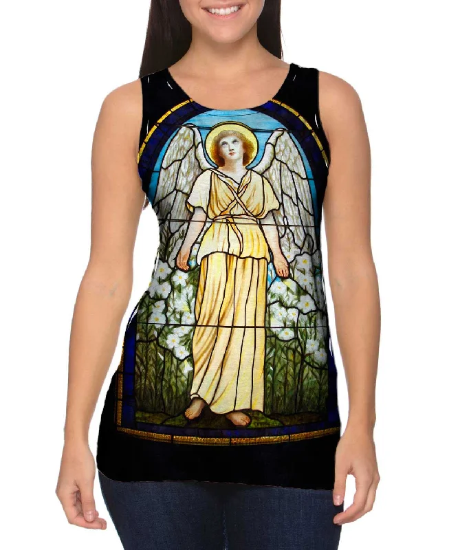 Plus Size Women's Criss - Cross Back Tank Tops in Neon Colors"Stained Glass Angel"
