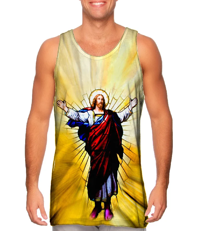 One - Shoulder Women's Rayon Blend Tank Tops for a Flowy Look"Stained Glass Christ"