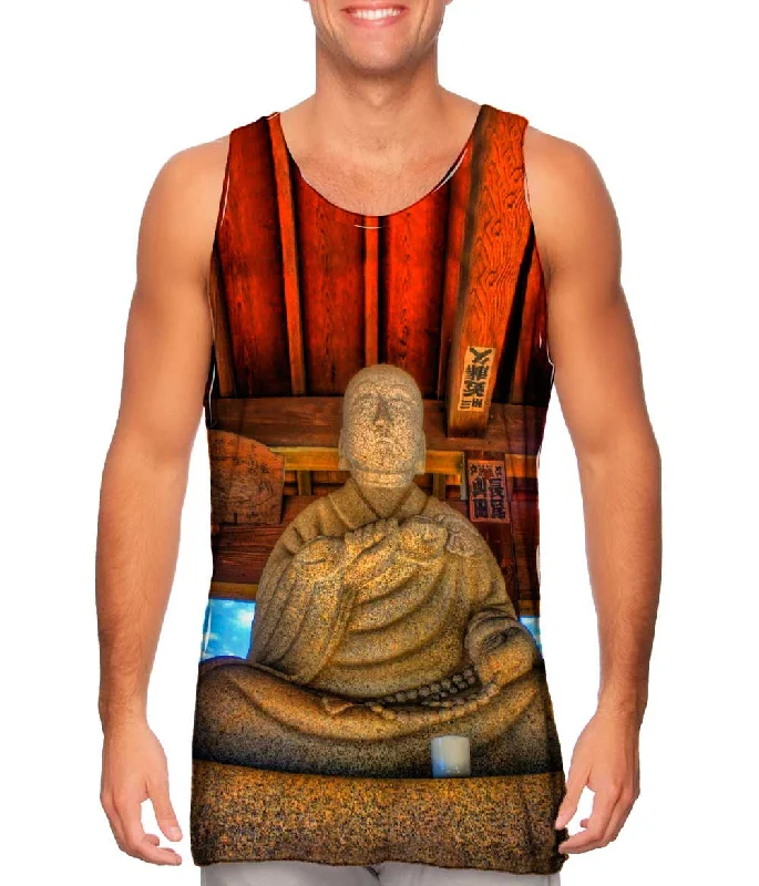 Mock Neck Women's Performance Tank Tops for Cycling"Stone Cold Buddha"