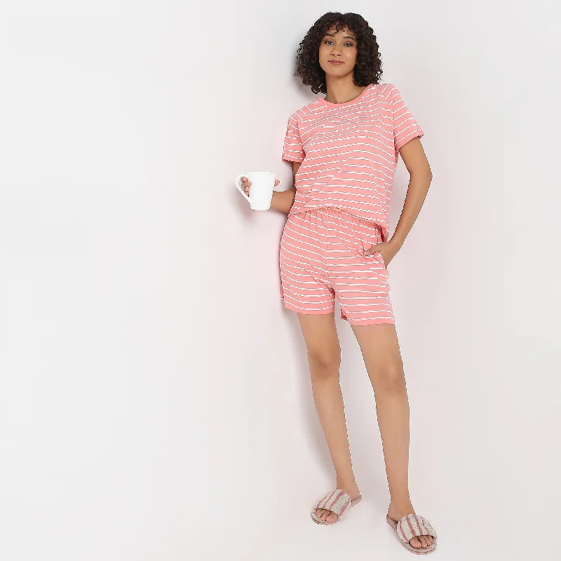 Linen Women Shorts for Breathable Comfort in Hot WeatherStriped Lounge Shorts